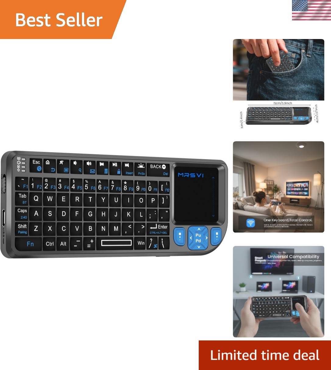 Compact Mini Keyboard with Touchpad | Bluetooth & 2.4G Dual-Mode, Multi-Device