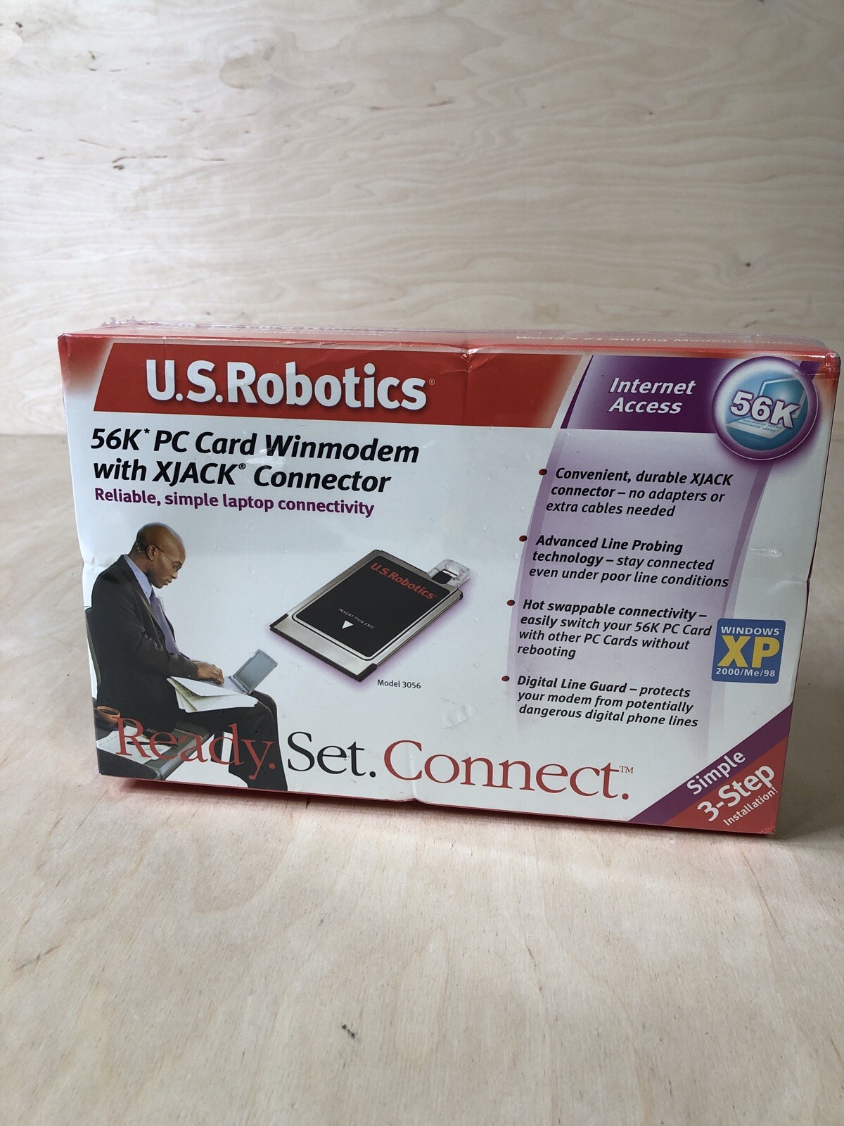 US Robotics USR3056 56K PC Card Winmodem w/ XJACK Connector Internet Access NEW