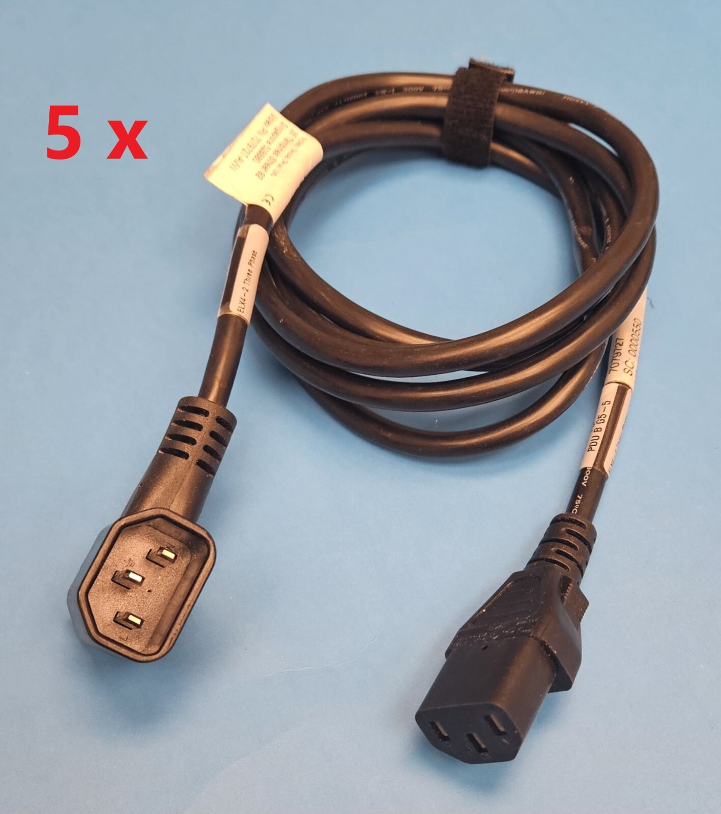 5 pcs Power Extension Cable C14 Male Left Angle Plug to C13 Female 2m 6 feet
