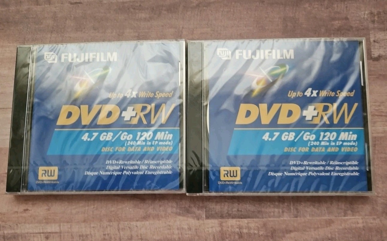 Lot Of 2 FUJIFILM DVD +RW 4.7 GB/GO DISC FOR DATA AND VIDEO- NEW SEALED