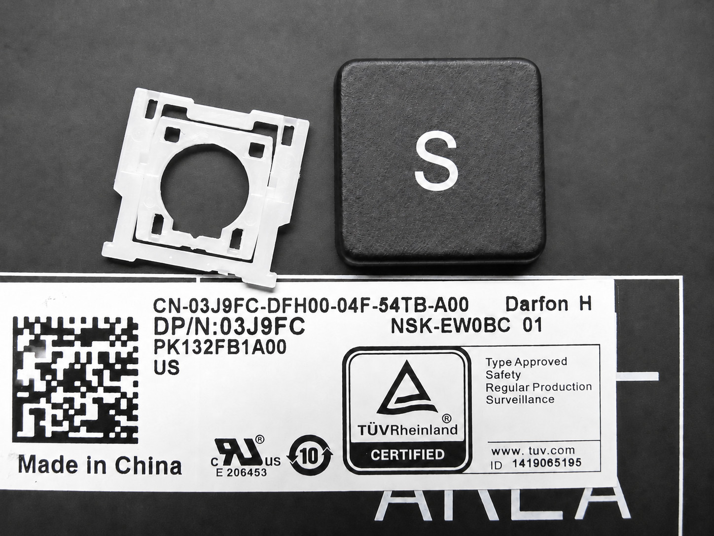 Single Key Cap + Clip For Dell Latitude 5400 From P/N: 3J9FC Model: NSK-EW0BC