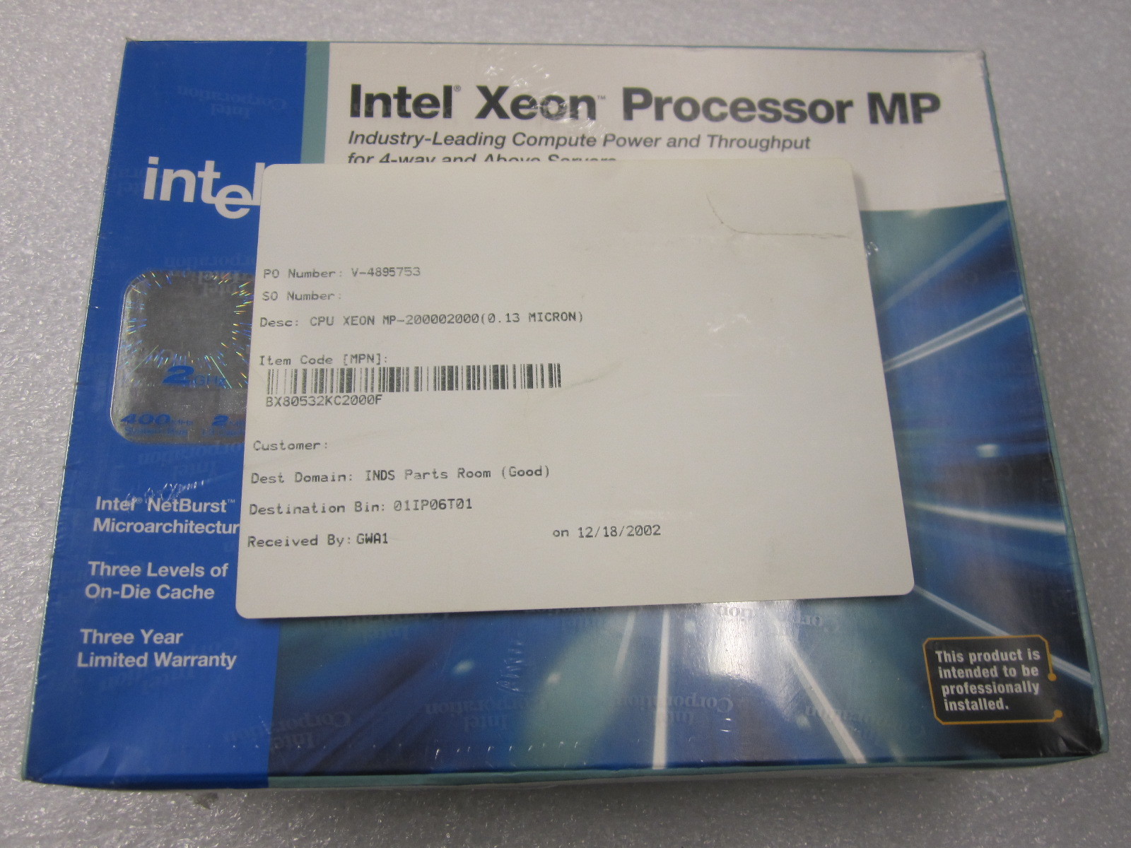 Vintage & New Intel® Xeon® 2.00GHz 2M Cache 400MHz BX80532KC2000F SL66Z