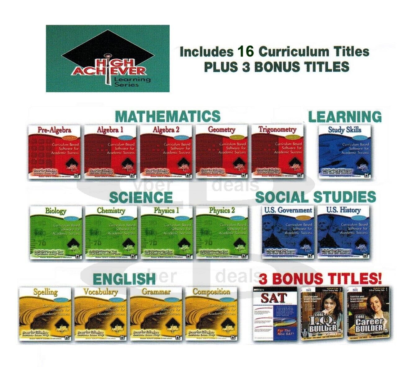 High Achiever Algebra Geometry Trigonometry Mathematics & More PC Software