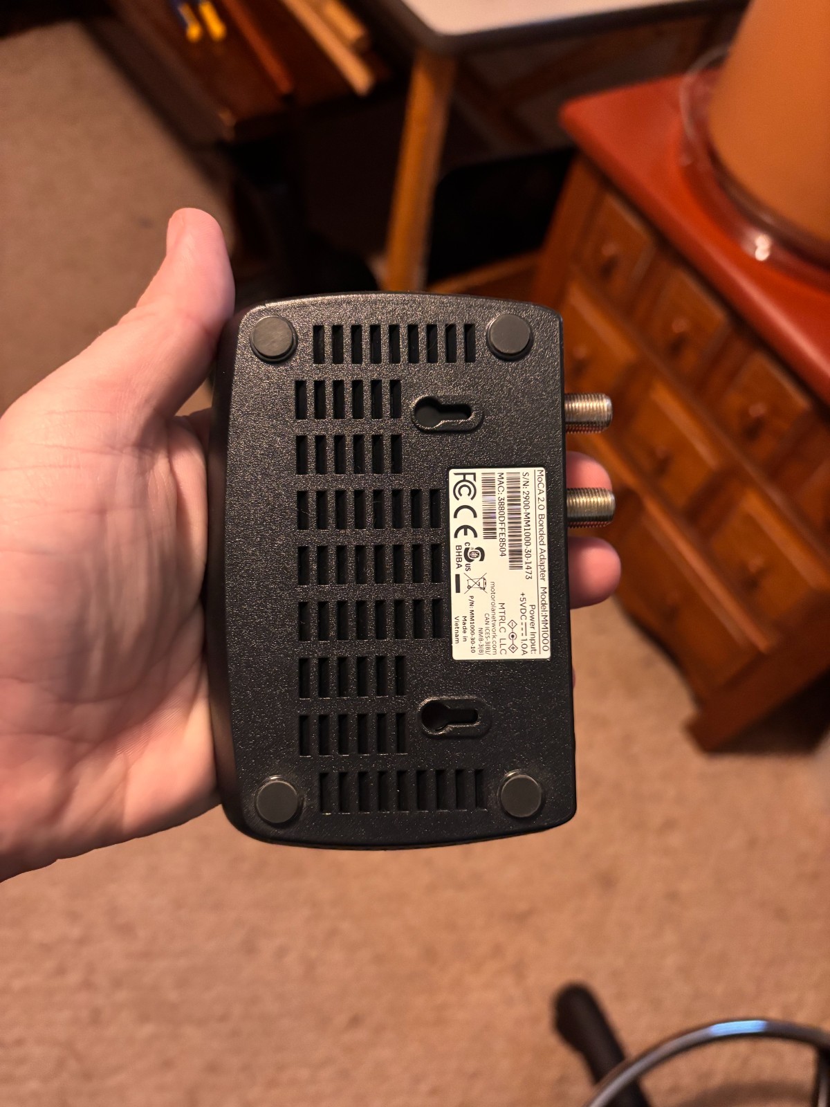 Motorola MOCA 2.0 Adapter for Ethernet Over Coax, Bonded (Model MM1000)