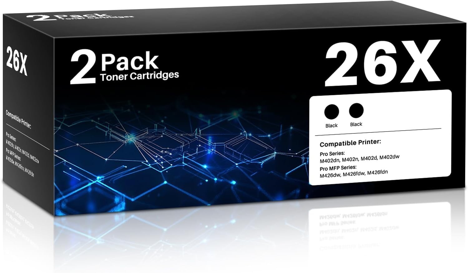 2-Pack Toner Cartridge Black 26X Compatible BN HP Printer