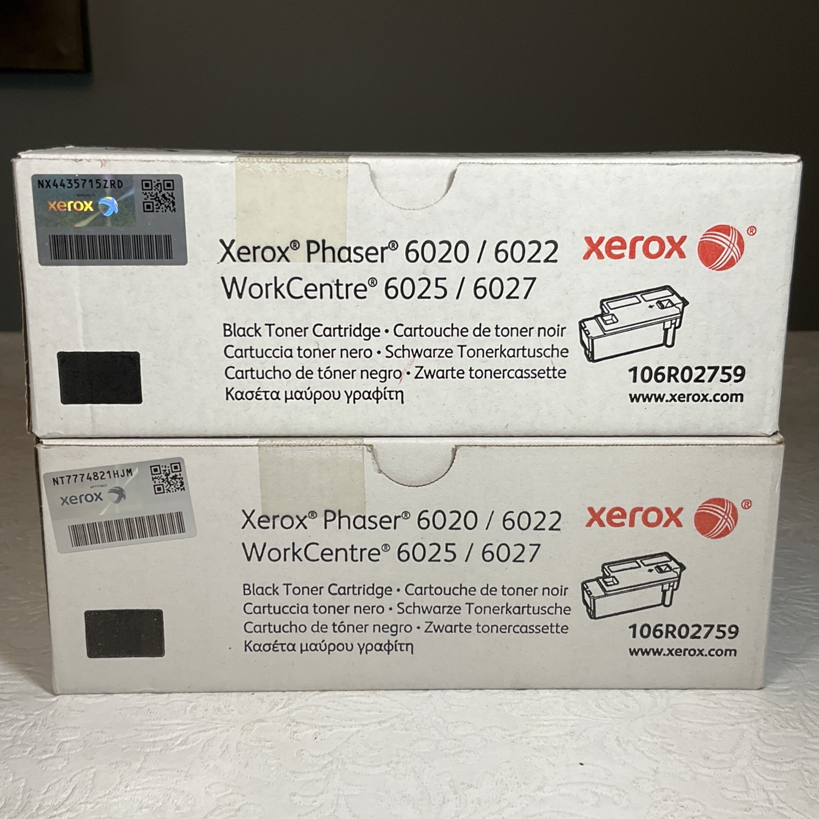 2 Xerox 106R02759 Black Toner Cartridges Phaser 6020 6022 WorkCentre 6025 6027