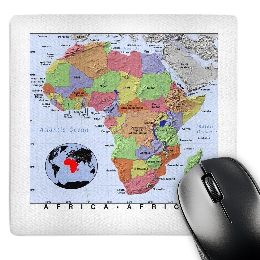 3D Rose "Image of Topographic Map of Africa" Matte Finish Mouse Pad - 8 x 8