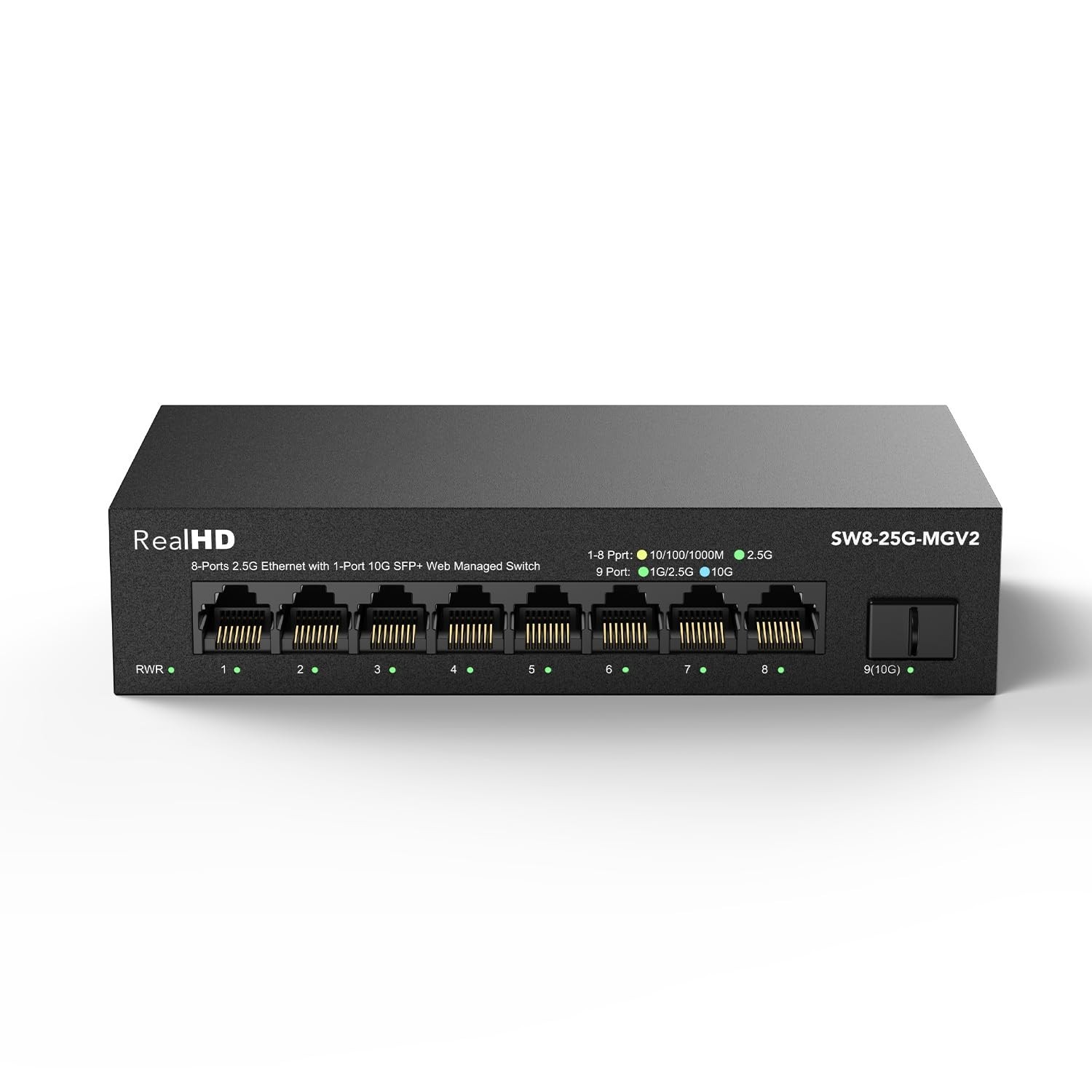8 Port 2.5G Managed Ethernet Network Switch w/1x10G SFP & 8x2.5G Base T Ports
