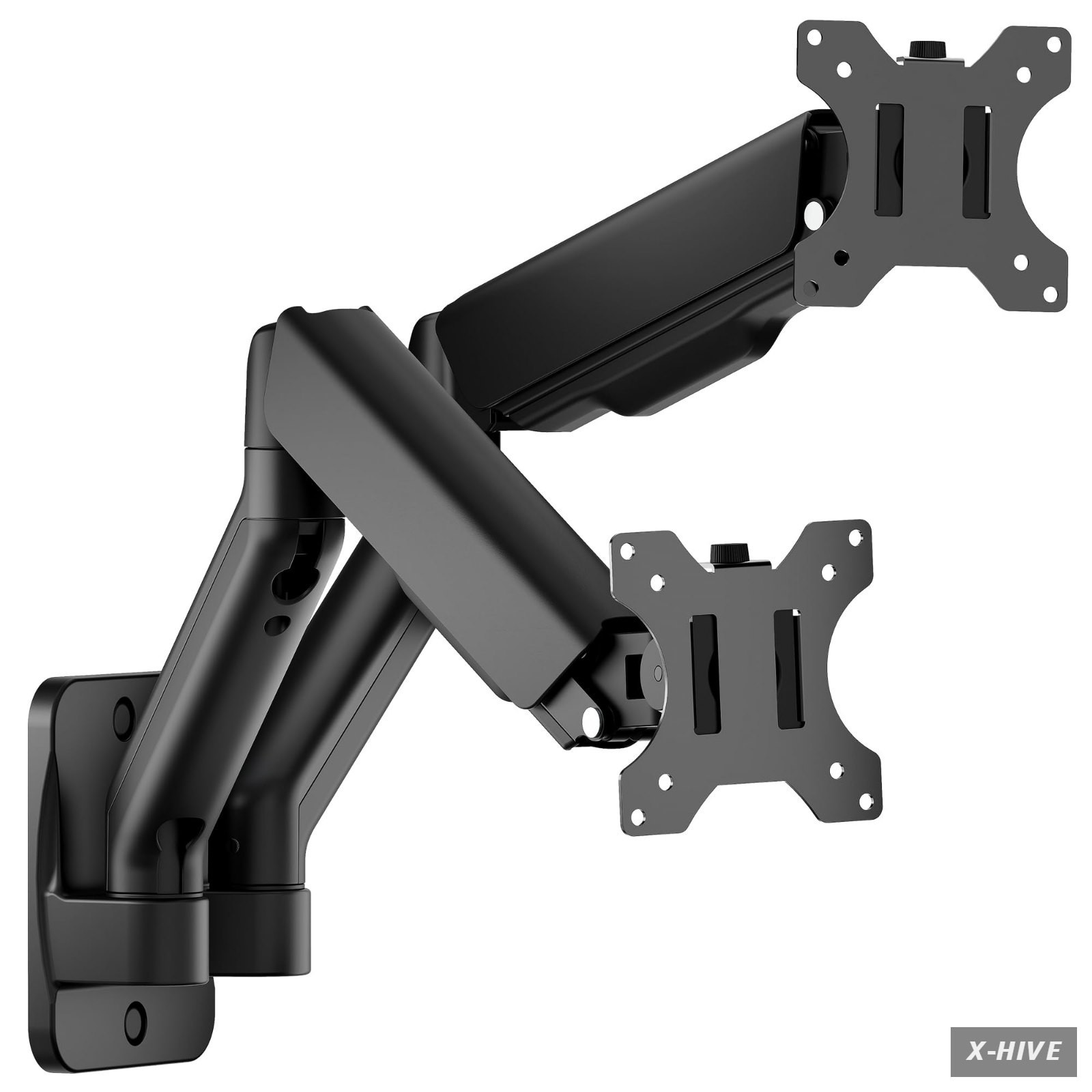 Monitor Arms monTEK Dual Wall Mount Full Motion Spring Arm 17-32 Screen Holds 1