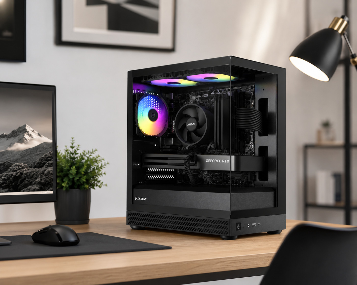 Gaming Desktop PC Ryzen 5 16GB 500GB SSD RTX 2060 WiFi Windows 11 Black ARGB