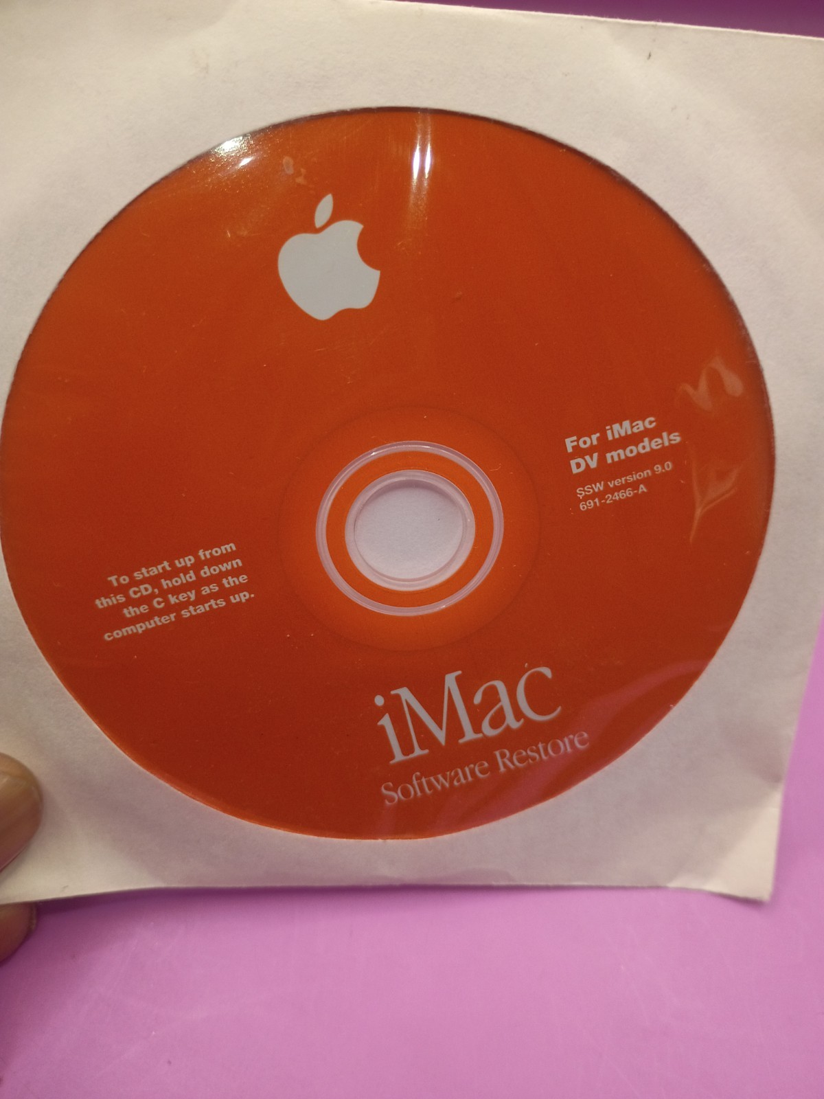 Vintage 1999 Macintosh Mac iMac DV v9.0 OS 9 Software Restore Disc CD