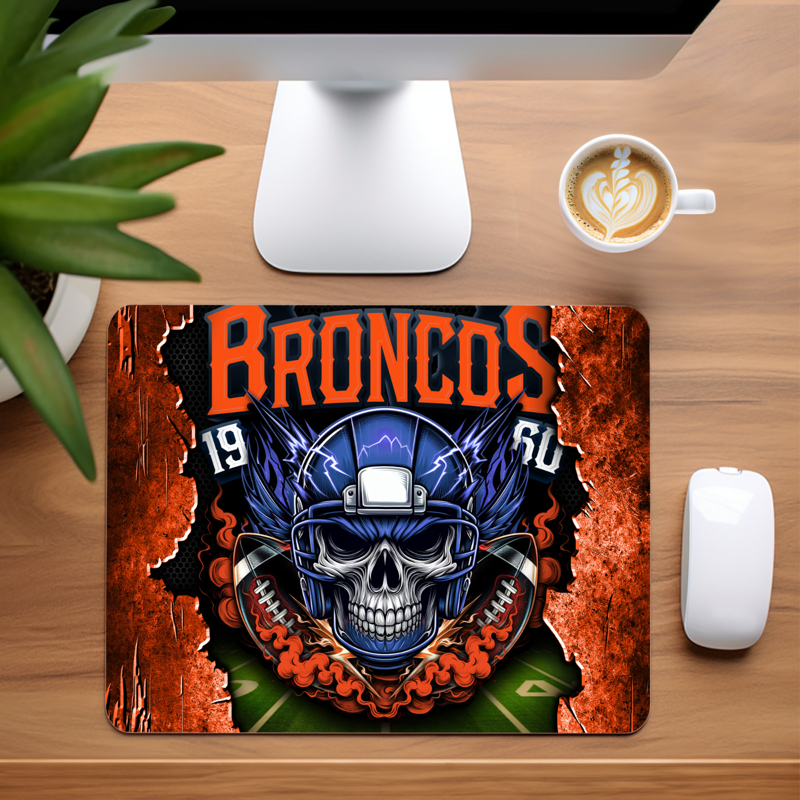 Denver Broncos Skull Custom Non-Slip Neoprene Mouse Pad Home Office