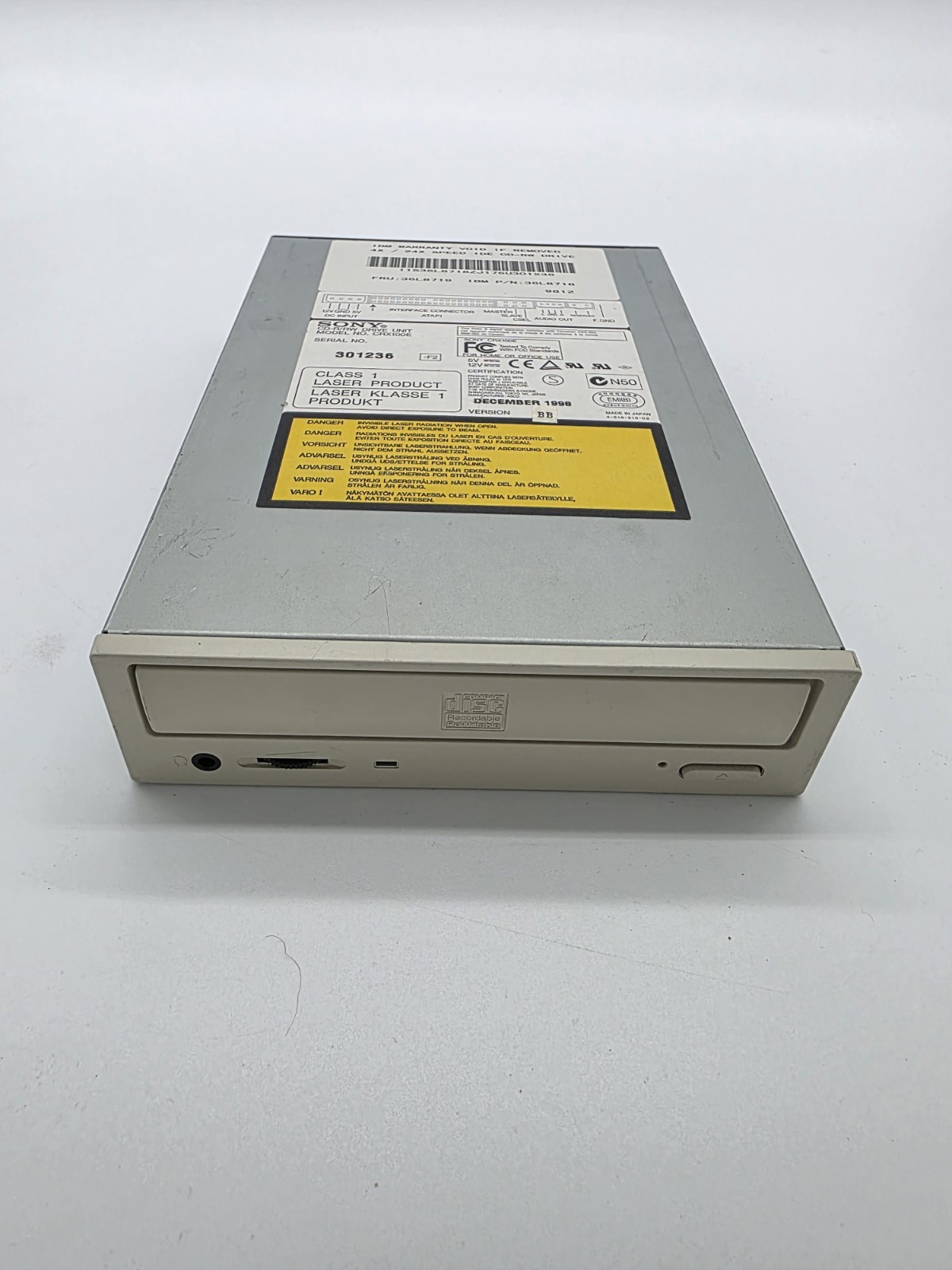 Sony CRX100E 4x/24x IDE CD-RW Drive IBM FRU 36L8719 P/N 36L8718 Beige Untested
