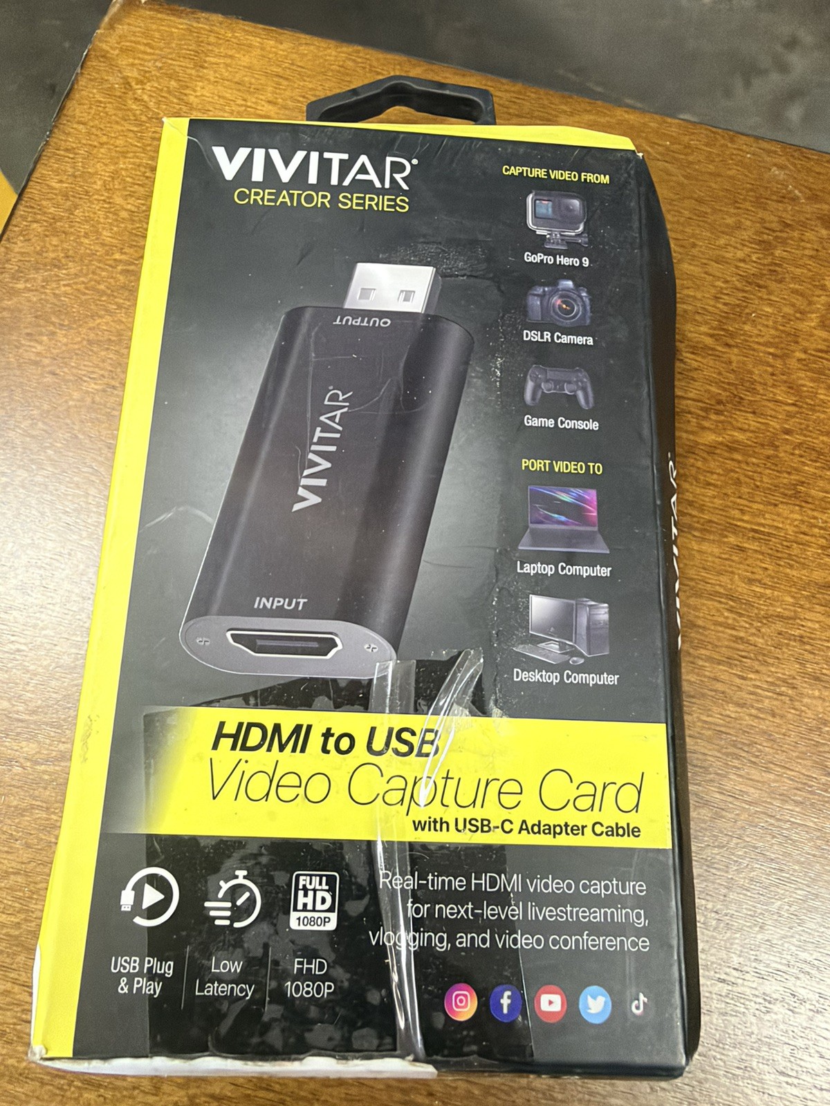 Vivitar Creator Series HDMI to USB Video Capture Card with USB-C Adapter Cable