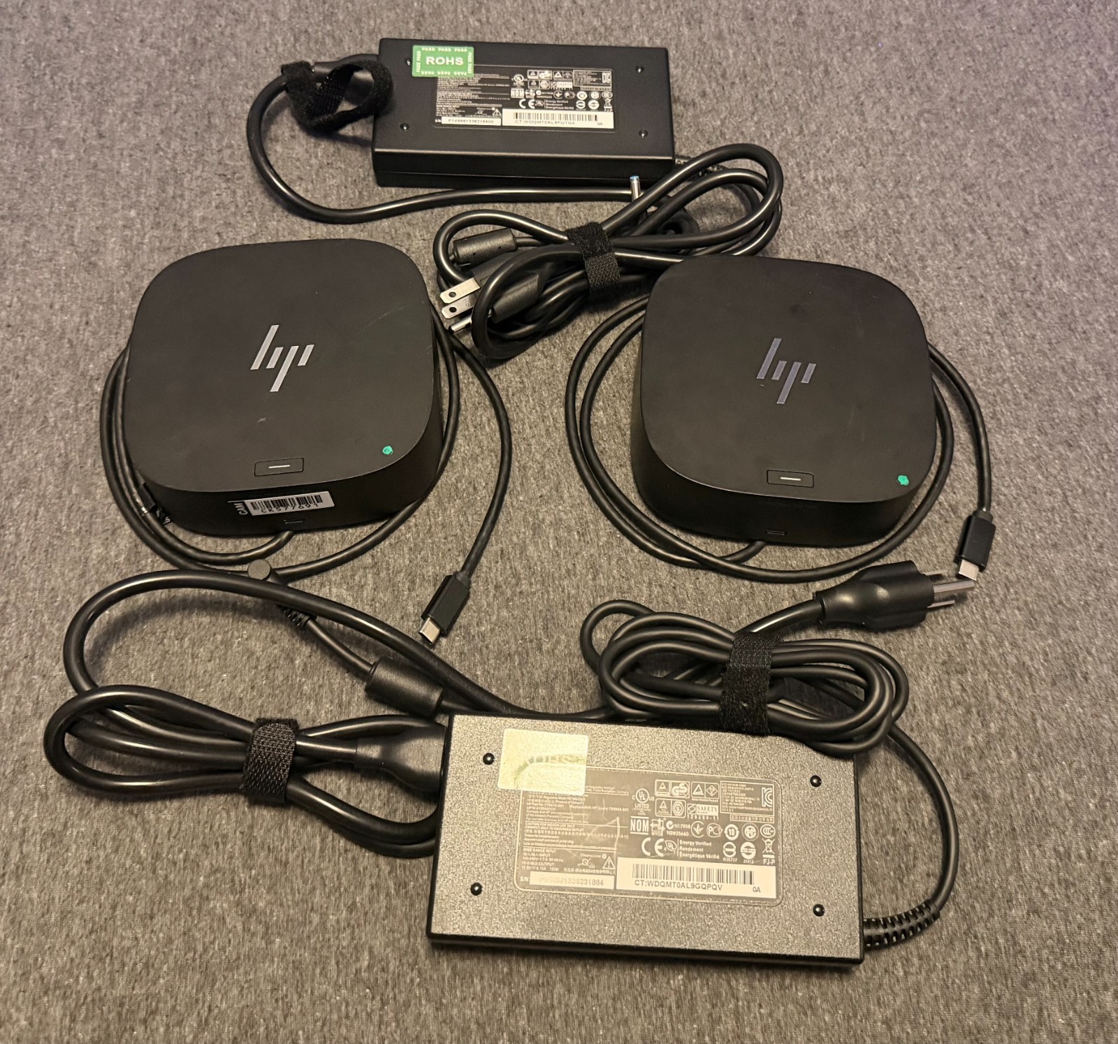 Lot of 2 HP USB-C/A Universal Dock G2 5TW13AA w/ 120W Power Adapters – Tested