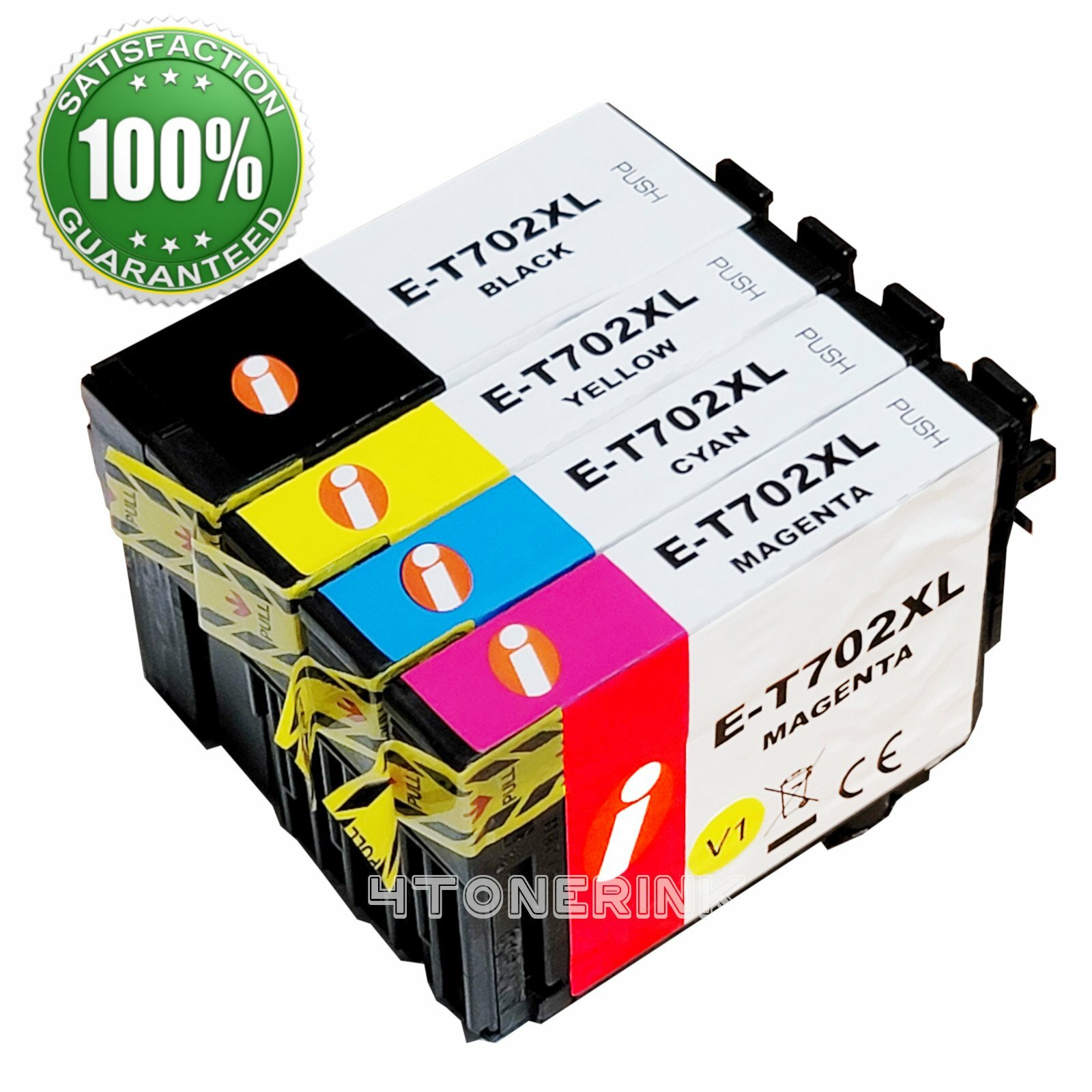 4PCS 702XL T702XL Ink Cartridge For Epson WorkForce Pro WF-3720 WF-3730 WF-3733