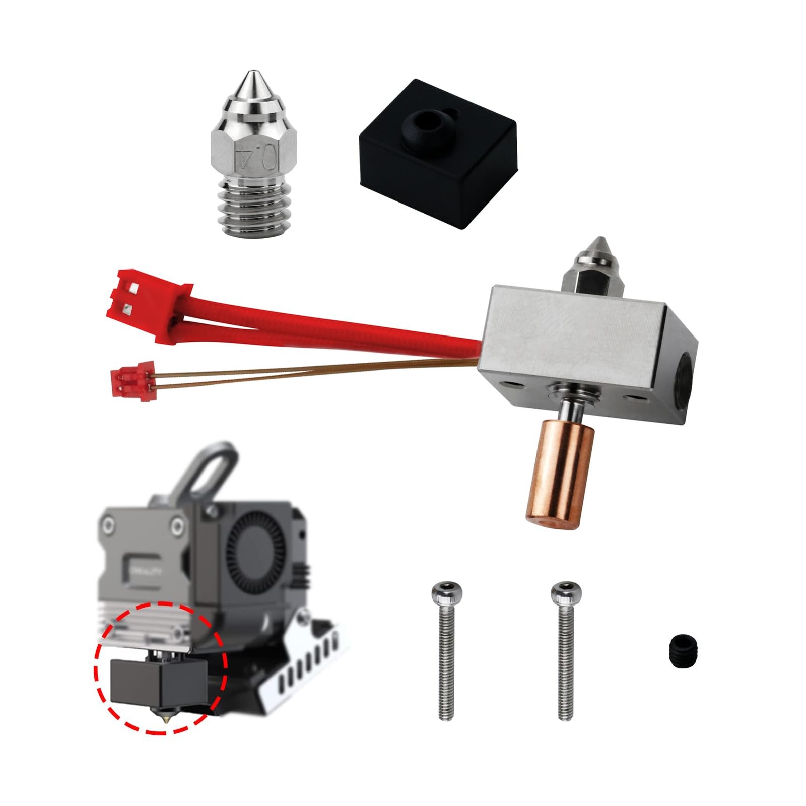 Sprite Extruder Upgrade Heater Block Kit with 0.4mm Nozzle,High Temperature...