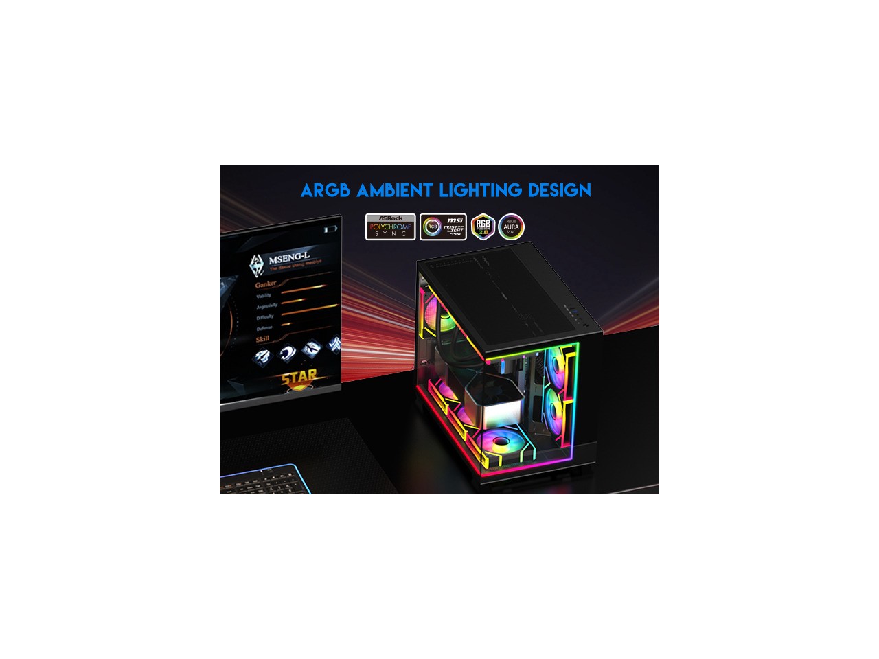 DIYPC IDX4-MicroATX-ARGB Black USB3.0/ Type C Tempered Glass Micro ATX Gaming