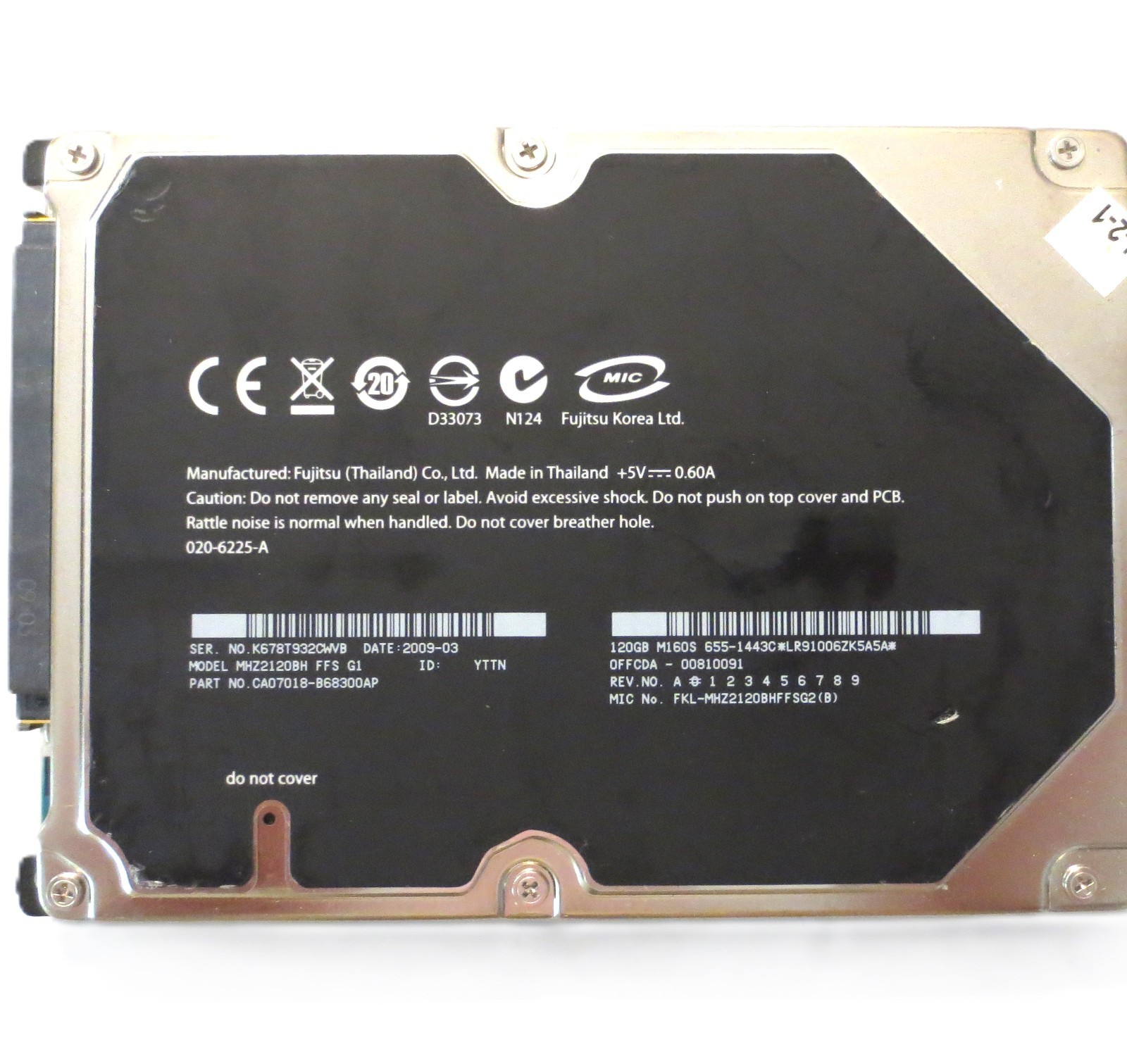 MHZ2120BH FFS G1 CA07018-B68300AP 0FFCDA-00810091 Thailand 120gb Sata 2009-03