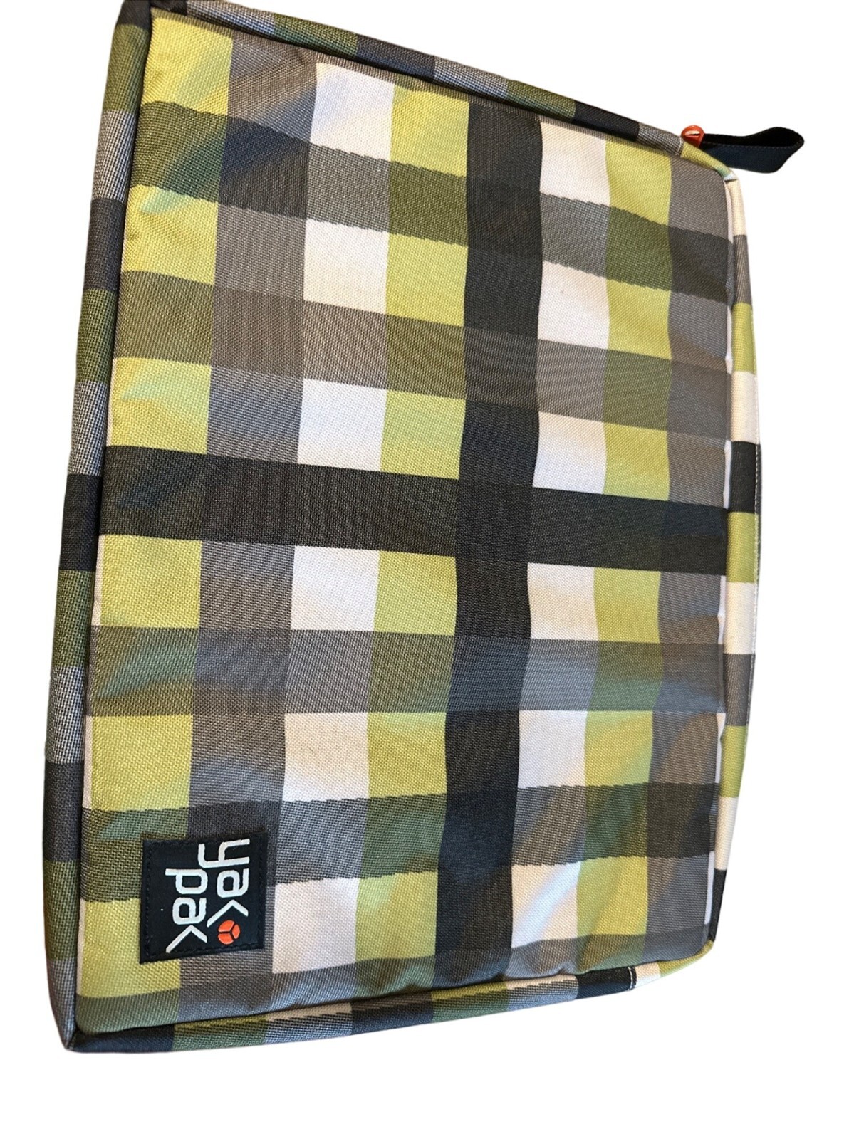 Yak Pak Plaid Laptop Computer Sleeve Green Gray Checkered Neoprene Case Student