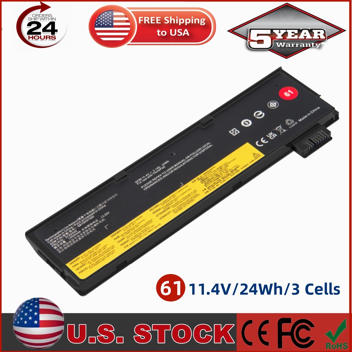 ✅LOT 10-20X 01AV423 Battery For Lenovo Thinkpad T470 T480 T570 T580 01AV427 61