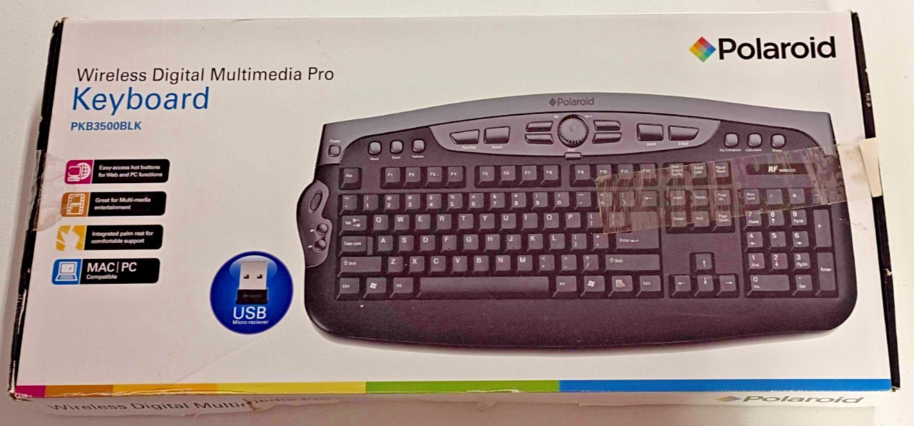 Polaroid wireless digital pro wireless keyboard PKB3500BLK 2.4Gh RARE
