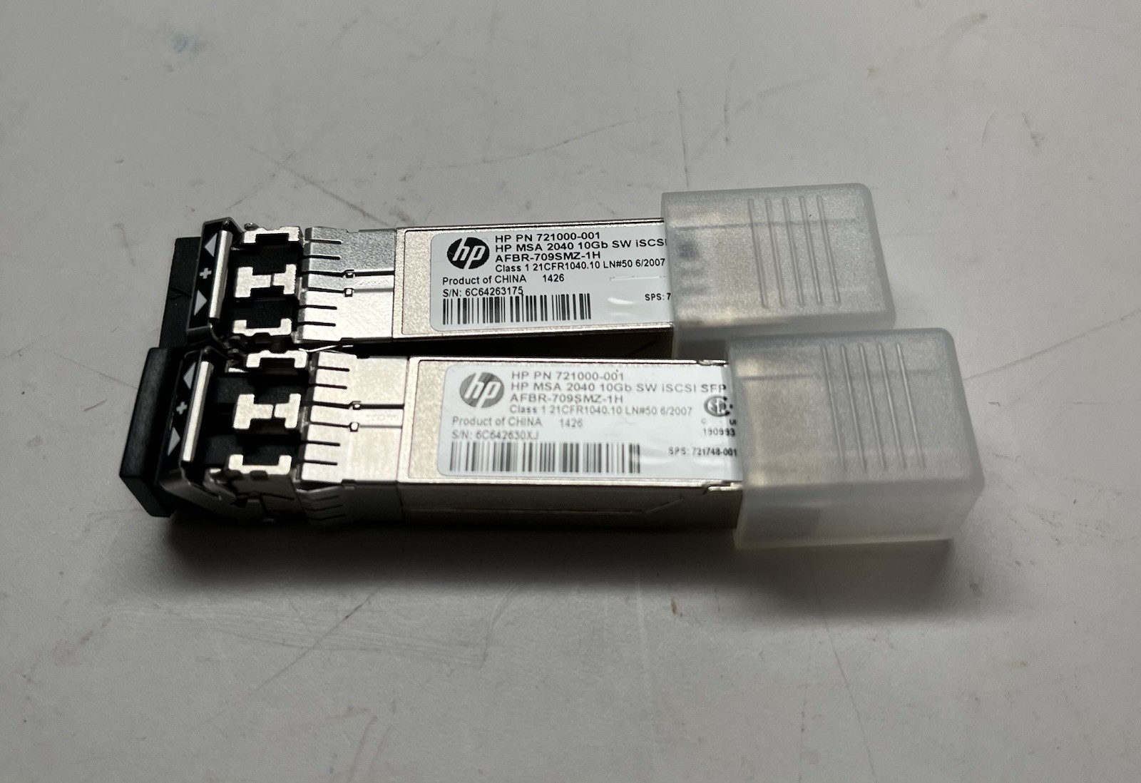 Pair of 2 Genuine HP 721000-001 MSA 2040 10Gb SW iSCSI SFP+ Storage Transceivers