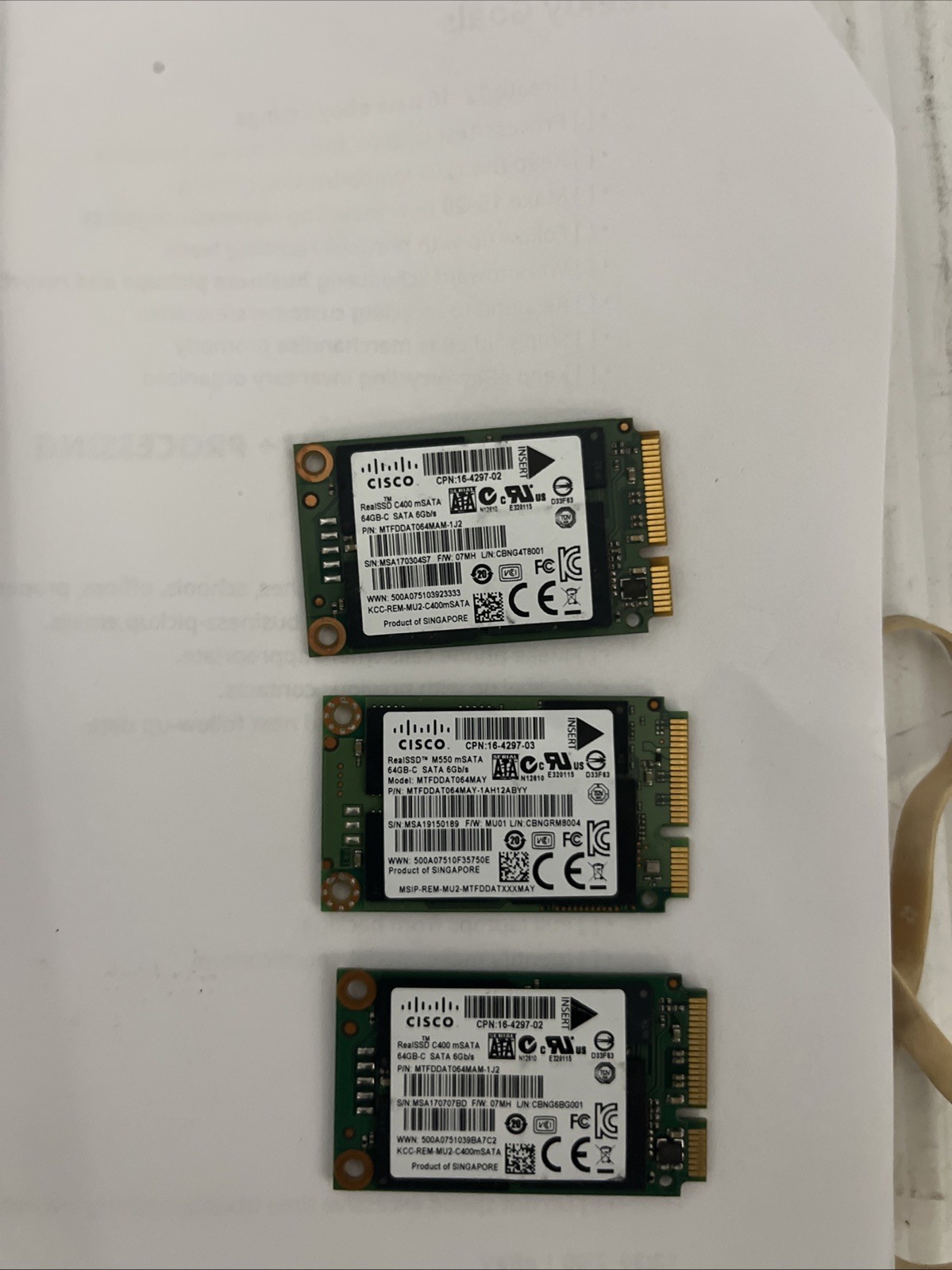 Lot of 3 Cisco 64GB mSATA SSD RealSSD M550 C400 Micron TESTED WORKING