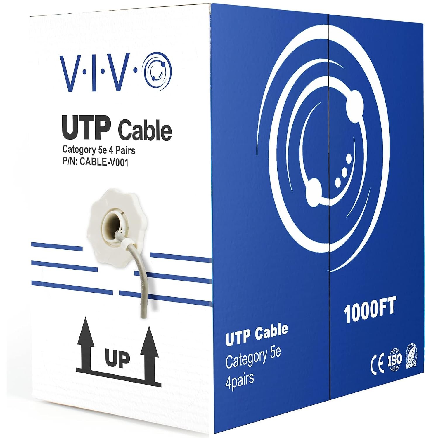 VIVO Cat5e Cable 1000ft Bulk Gray Ethernet Wire CABLE-V001