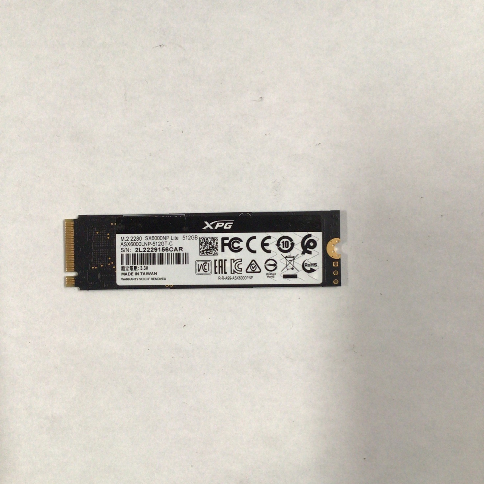 ADATA XPG SX6000NP Lite 512GB NVMe Wiped-