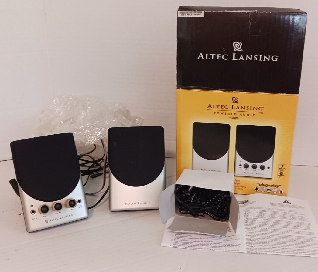 Altec Lansing BX1020 Powered Audio Stereo Plug & Play Computer Speakers Open Box