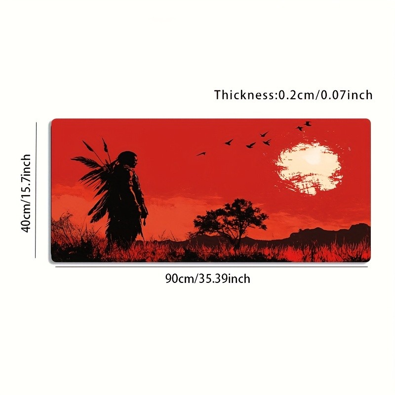 1 Large E-sports Gaming Mouse Pad with a Red Background Tribal Character Vinta