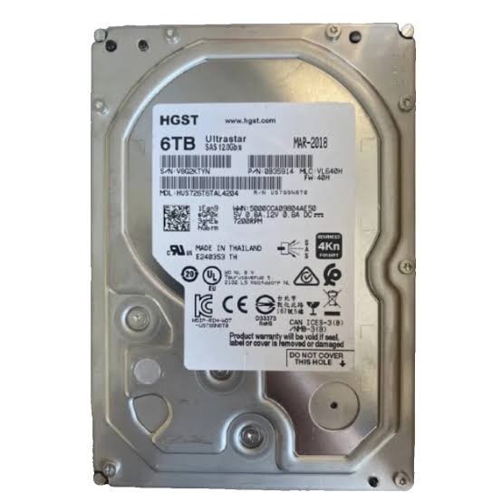 HGST 0F22801 6TB 7.2K 12Gb/s SAS 3.5" 128MB HDD For Parts