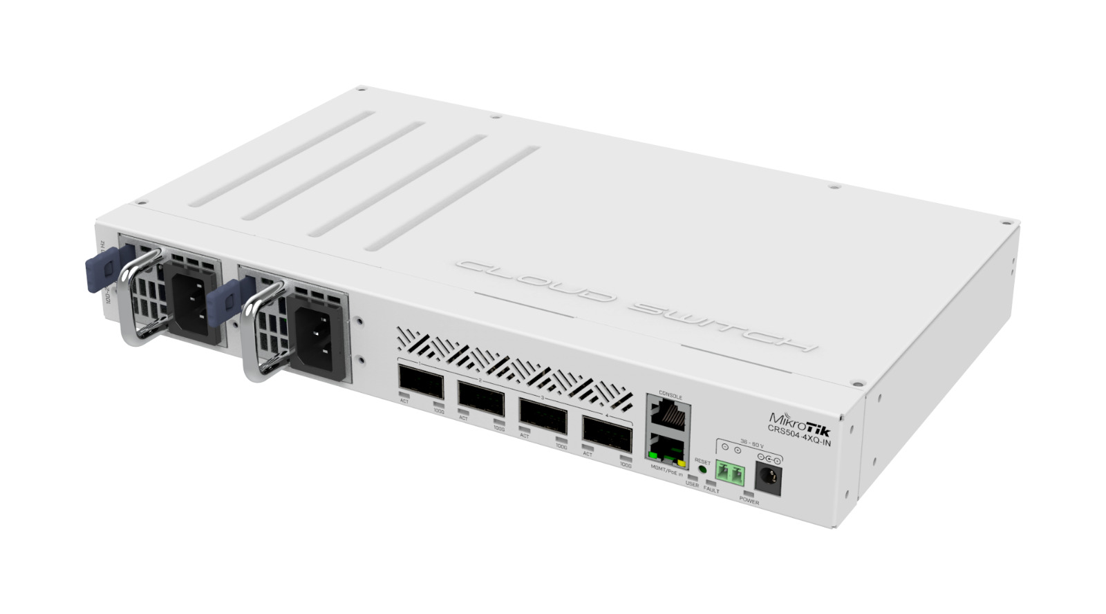 MikroTik CRS504-4XQ-IN Cloud Router Switch 650MHz 4xQSFP28 Compatible with 40G.