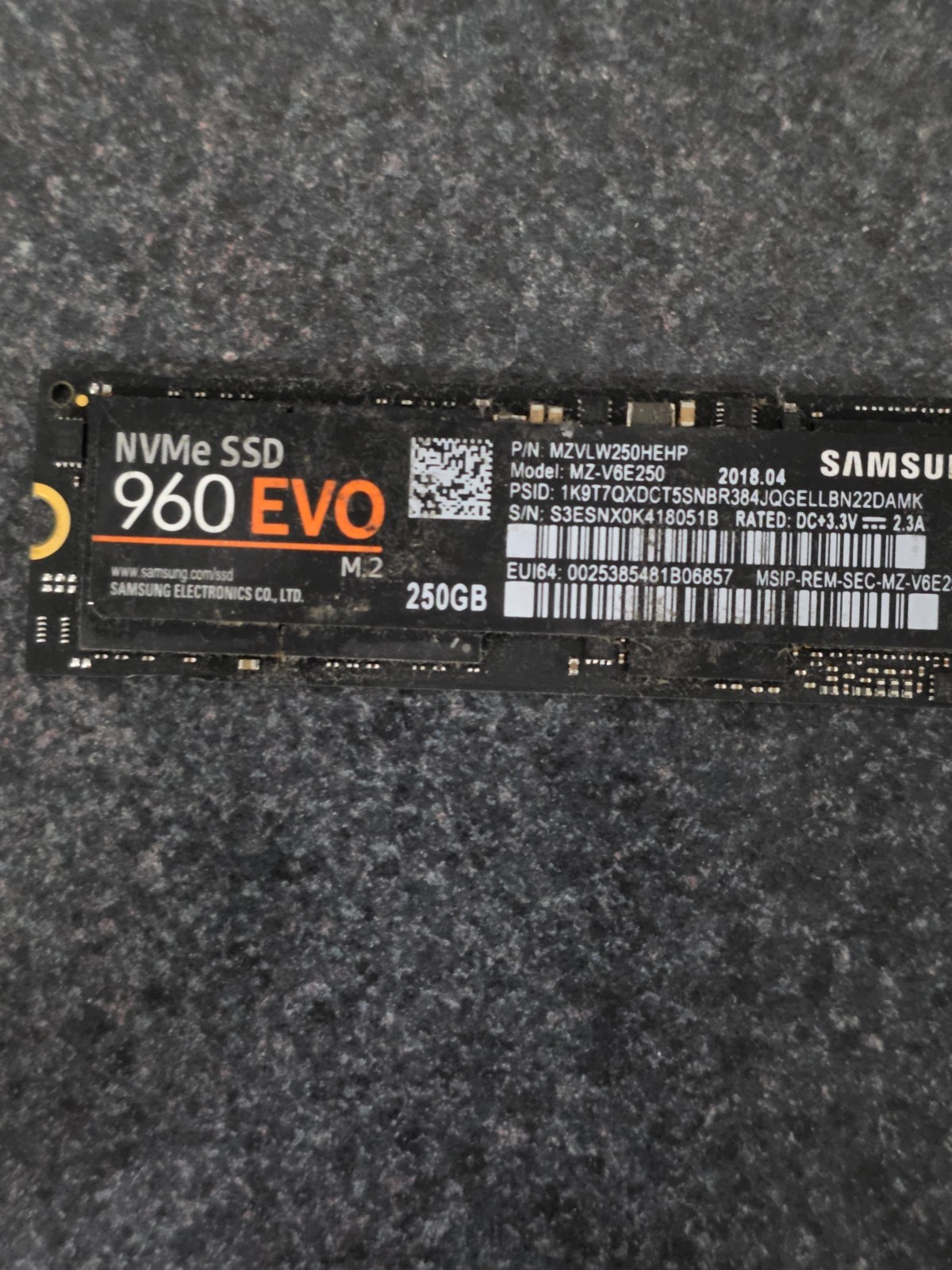 Samsung 960 EVO Internal Solid State Drive 250GB V-NAND M.2 2280 PCIe NVMe Gen 3