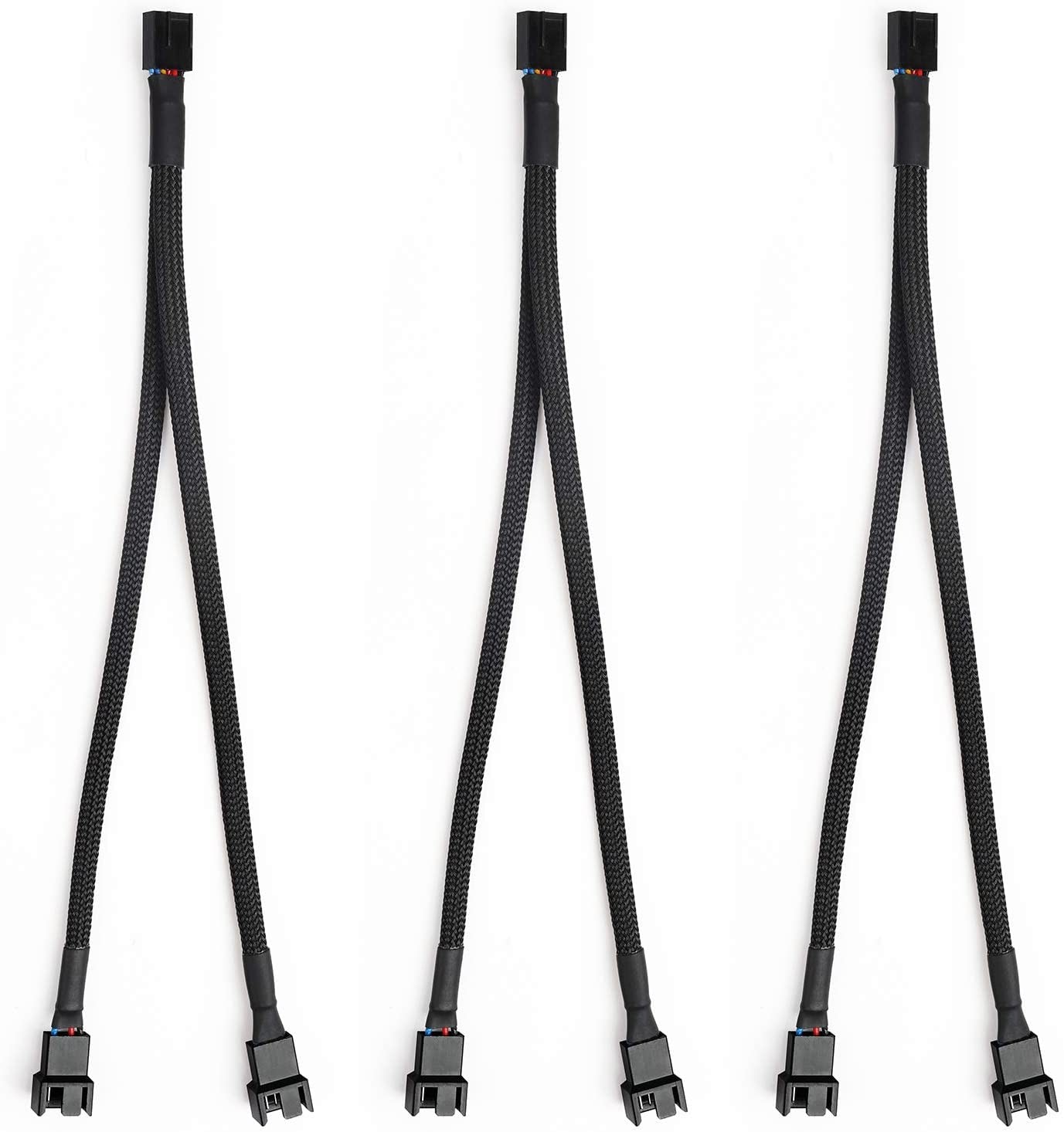 Aypzuke 3 Pack Computer PC PWM Fan Splitter Cable 1 to 2 (4 Pin+3 Pin) 
