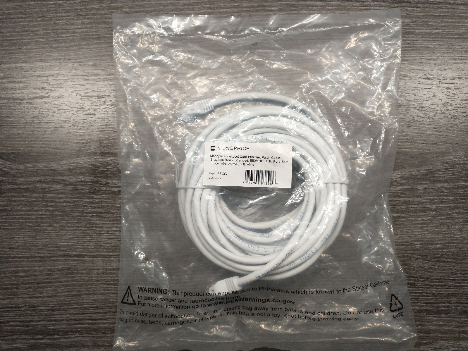 Monoprice Flexboot Cat6 UTP Ethernet Patch Cables 30ft White