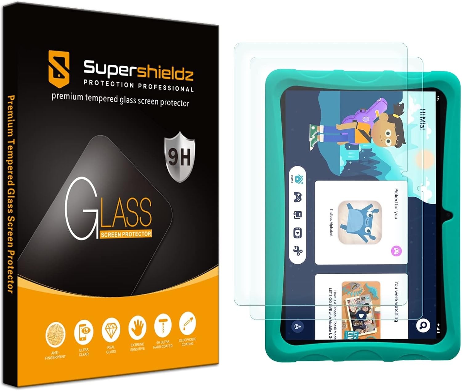 2 Pack Designed for Onn 10/10.1 inch Kids Tablet Screen Protector, Tempered Glas
