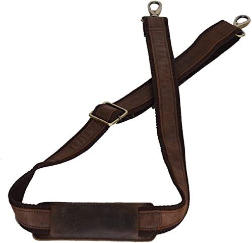 Leather Adjustable Padded Replacement Shoulder Strap with Metal Swivel Hooks ...