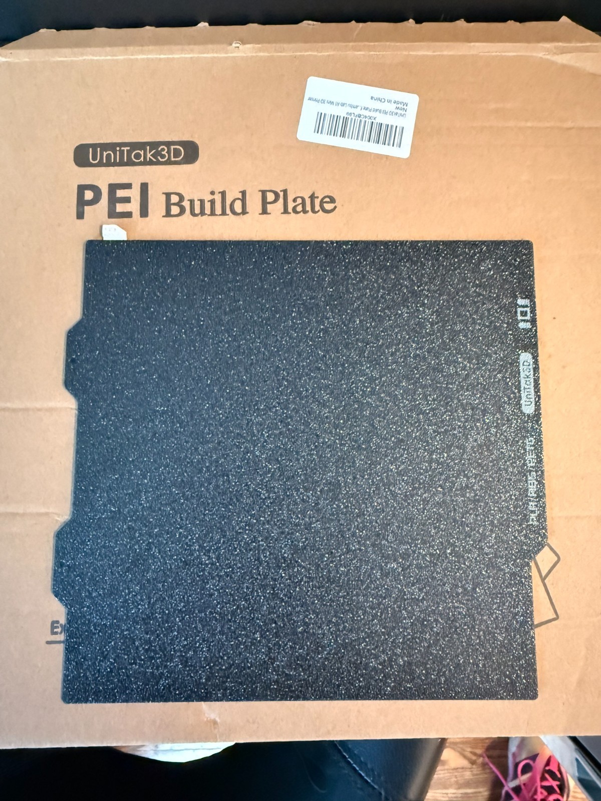 UniTak3D PEI Build Plate for 184*184mm, Double Sided (Smooth+Textured) 