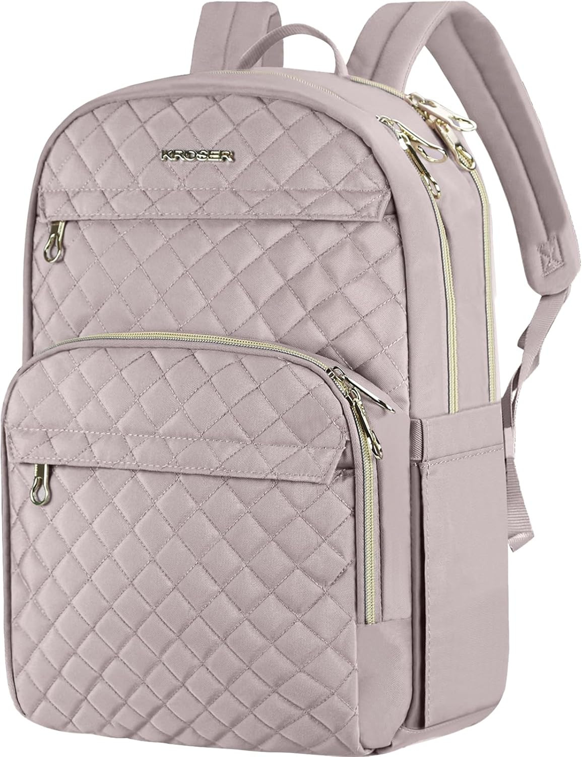 Stylish 15.6 Inch Laptop Backpack with USB Charging Port - Dusty Pink