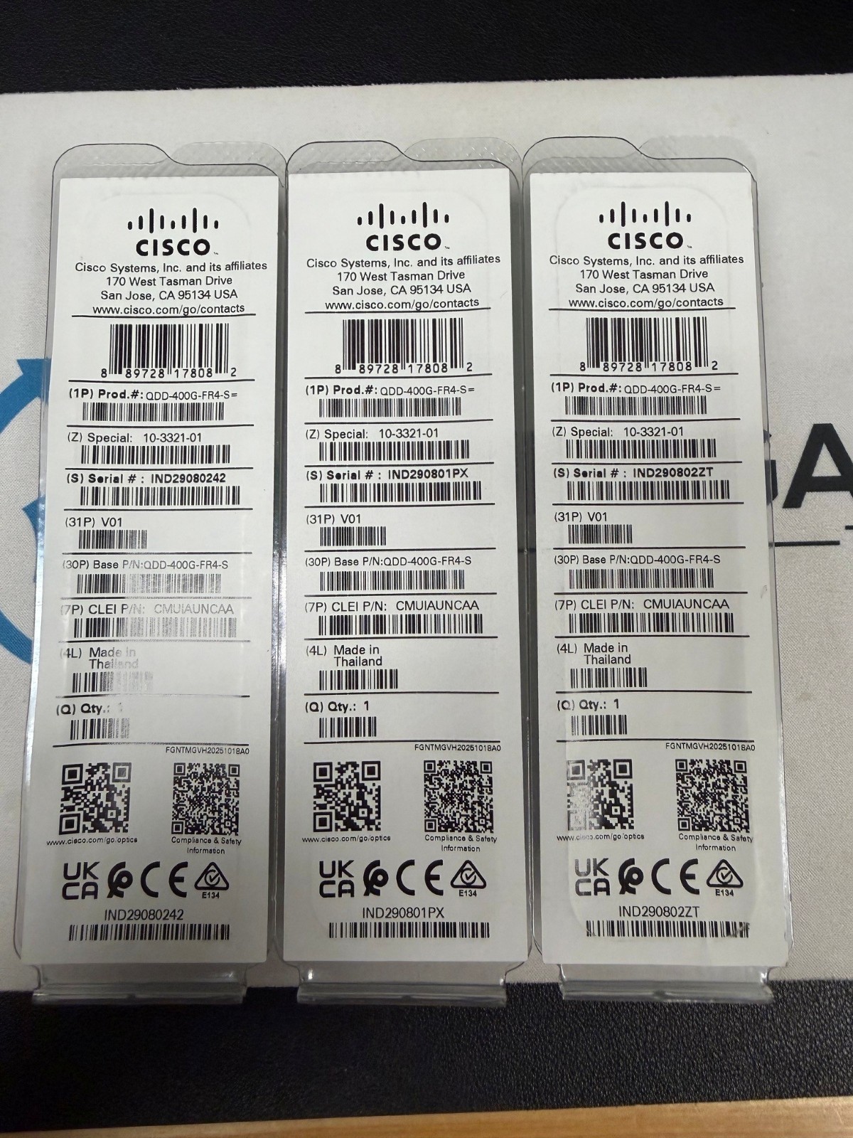 Cisco QDD-400G-FR4-S *New 400GBase-FR4 1310nm 2km Optical Transceiver with Holo