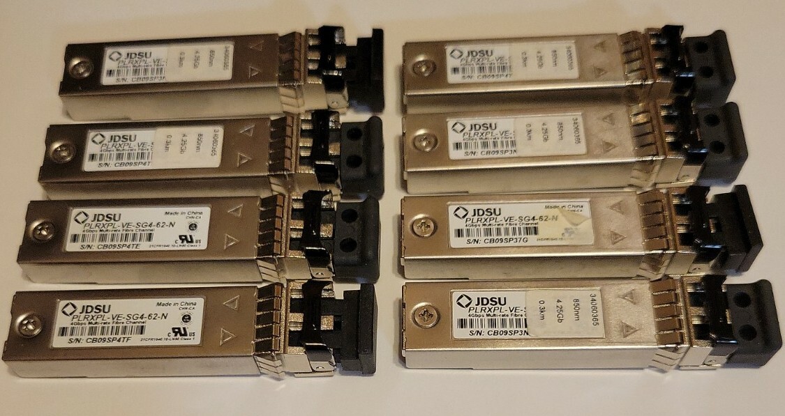 Lot of 8 JDSU PLRXPL-VE-SG4-62-N 4Gbps Fibre Channel SFP Tranceiver 
