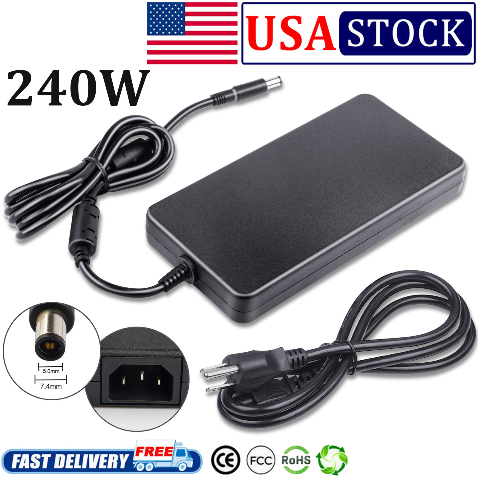 For Dell WD15 K17A Docking Station WD19 Thunderbolt Dock K20A001 AC Adapter 240W