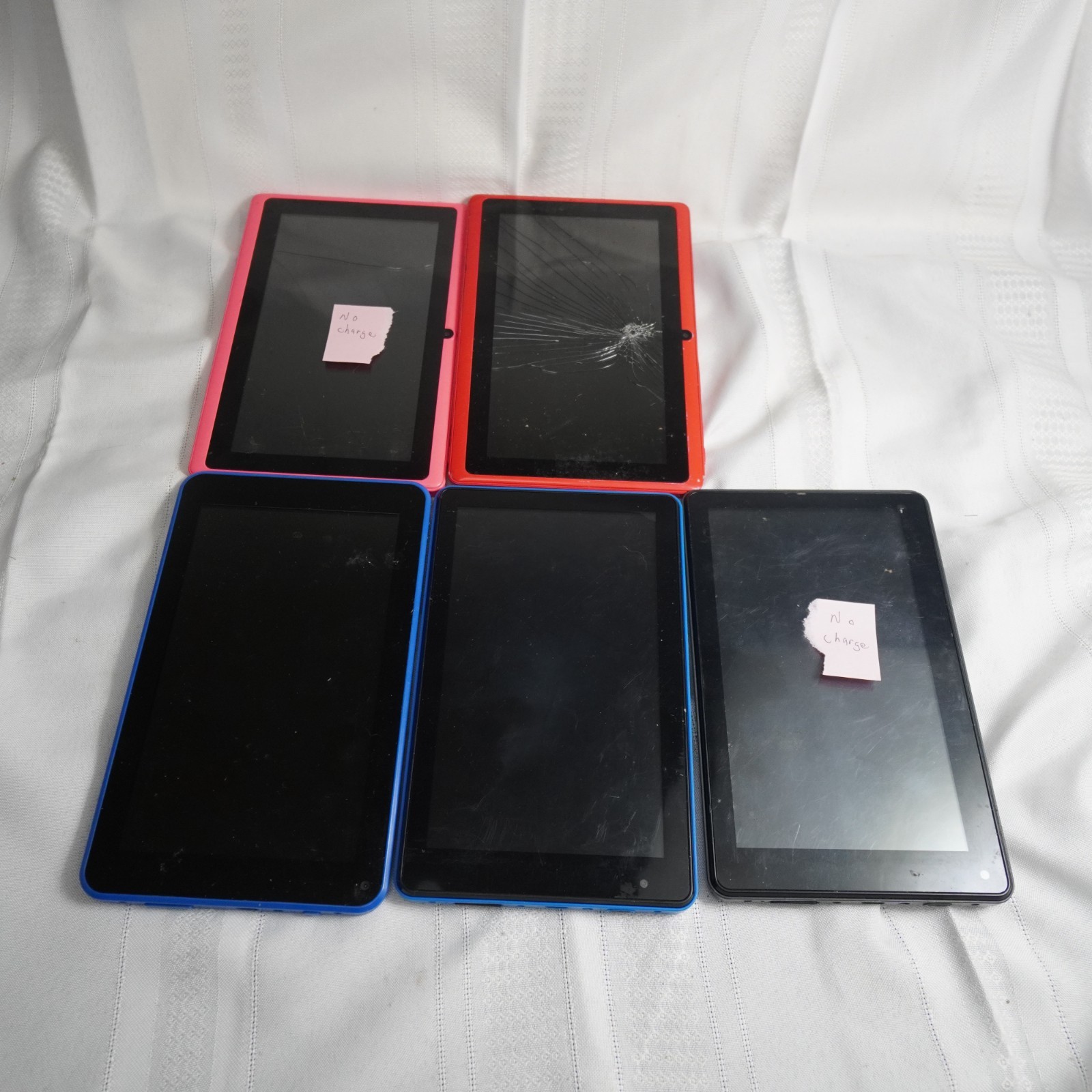 Lot of 5 tablets for parts or repair various sizes and brands