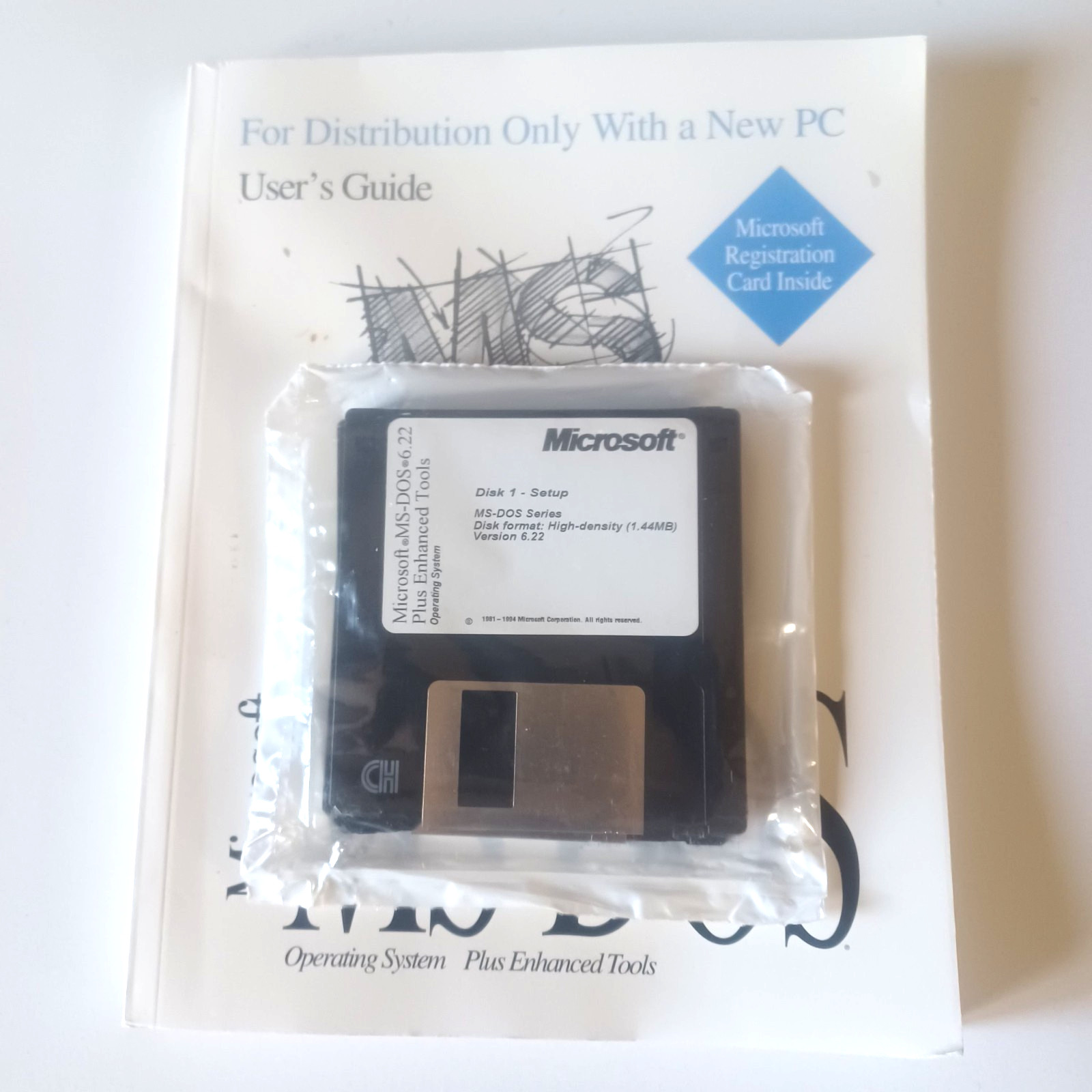 Microsoft MS DOS 6.22 Plus Enhanced Tools NEW 3 Floppy 3.25 Disks Manual 1994 OS