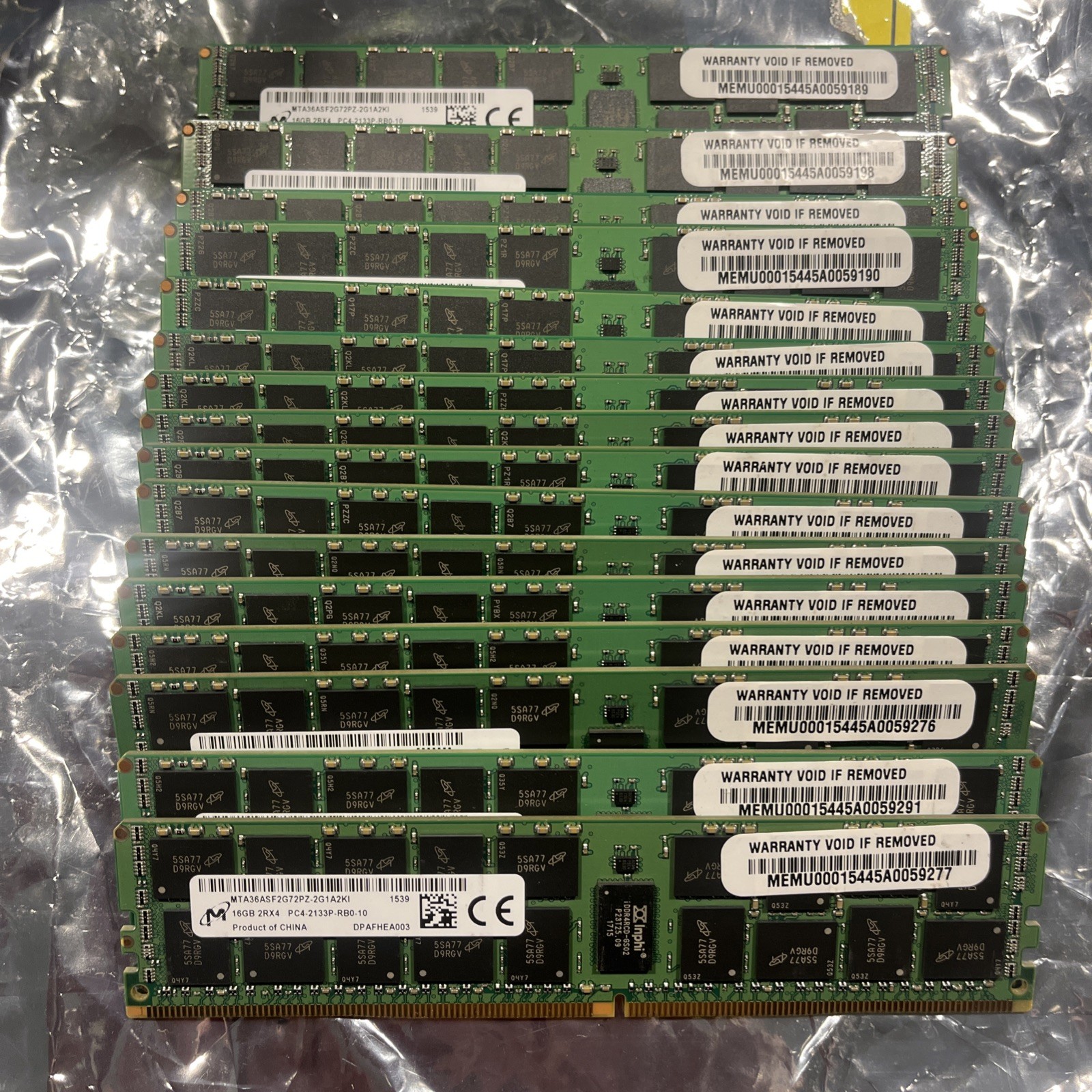 LOT OF 16 Micron 16GB 2Rx4 PC4-2133P-RB0-10 MTA36ASF2G72PZ SERVER MEMORY ECC