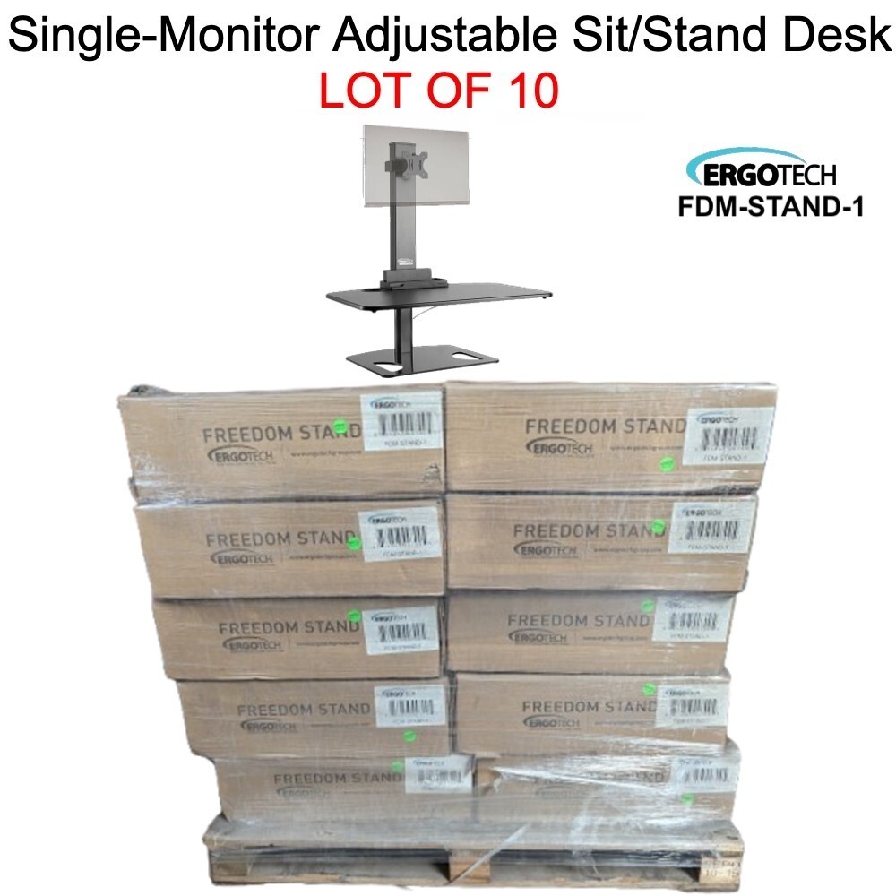 LOT OF 10 Ergotech FDM-STAND-1 Sit Stand Desk Converter Riser Monitor Mount NEW