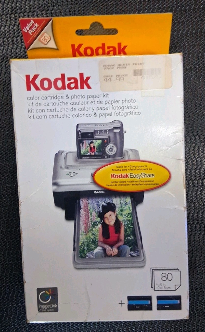 Kodak EasyShare PH-80 Color Cartridge Photo Paper Kit 80 Prints NOS: Worn Sealed