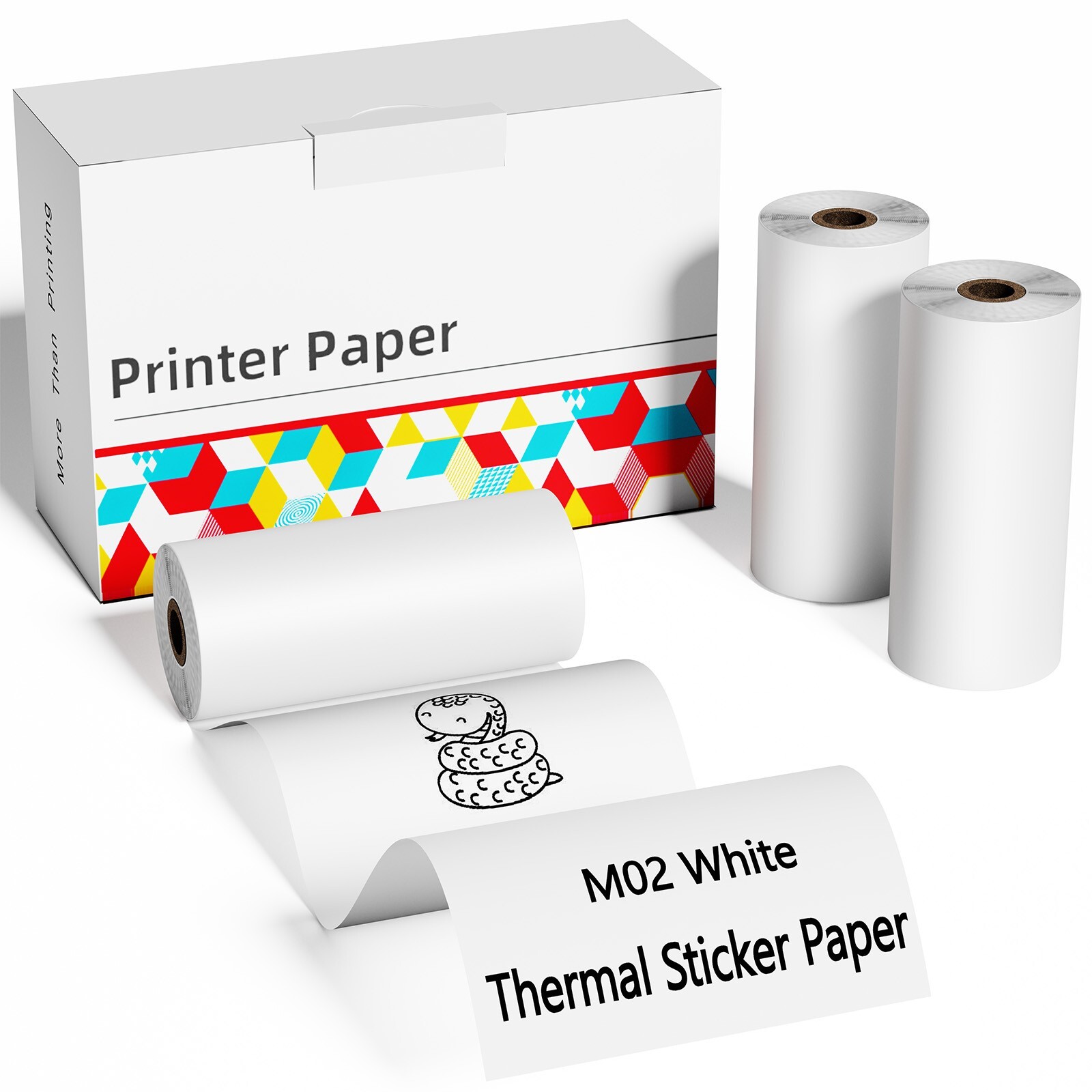 3Roll Self-Adhesive White Thermal Sticker Paper for Phomemo M02 M03 M04S Printer